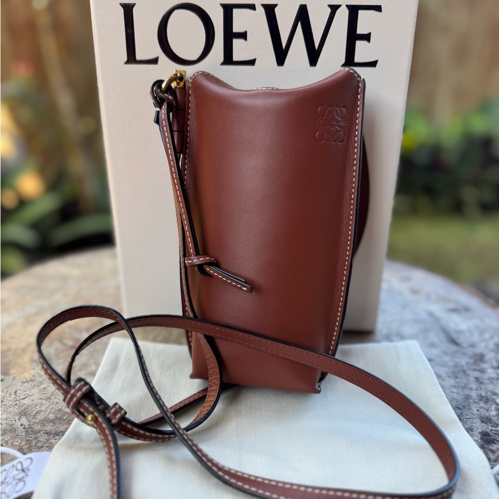 Loewe Anagram Phone Case Leather Crossbody Bag